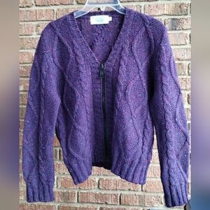Purple Blarney Mills Wool Zip Sweater